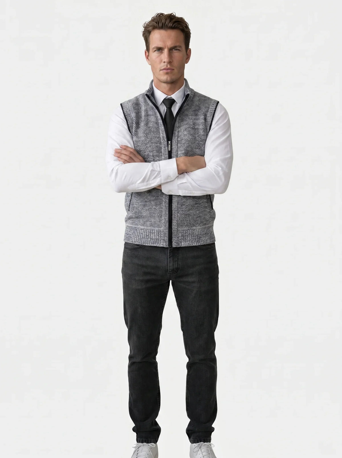 Elegant Full-Zip Sweater Vest | Savile & Co.