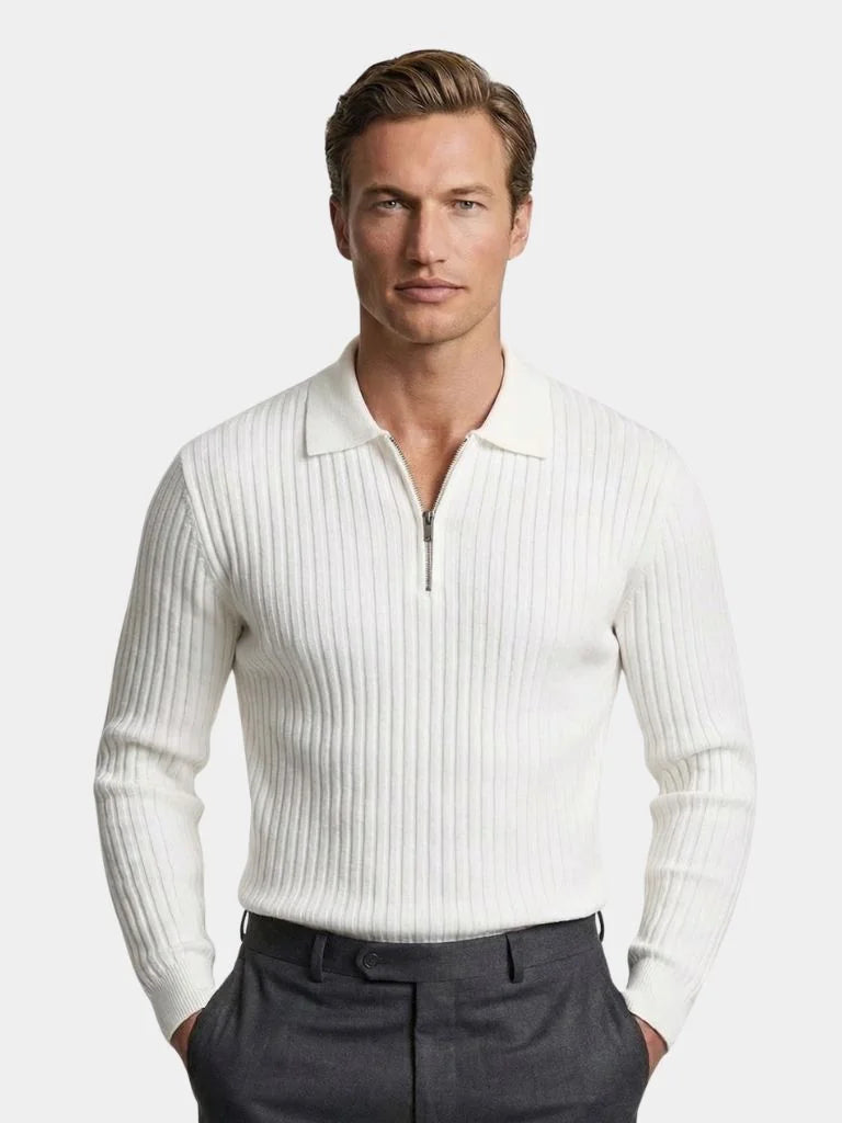 Elegant Quarter Zip Long Sleeve Polo | Savile & Co.
