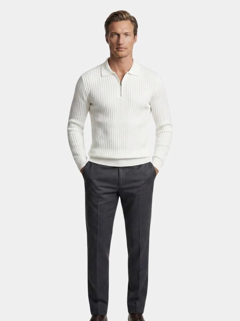 Elegant Quarter Zip Long Sleeve Polo | Savile & Co.
