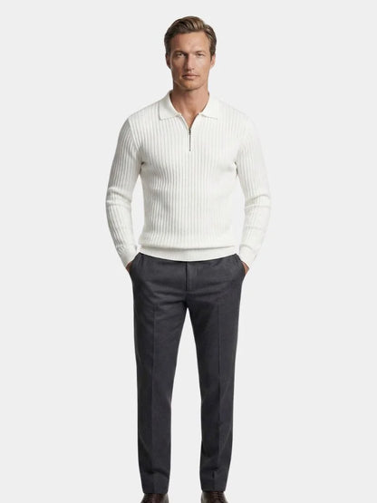 Elegant Quarter Zip Long Sleeve Polo | Savile & Co.