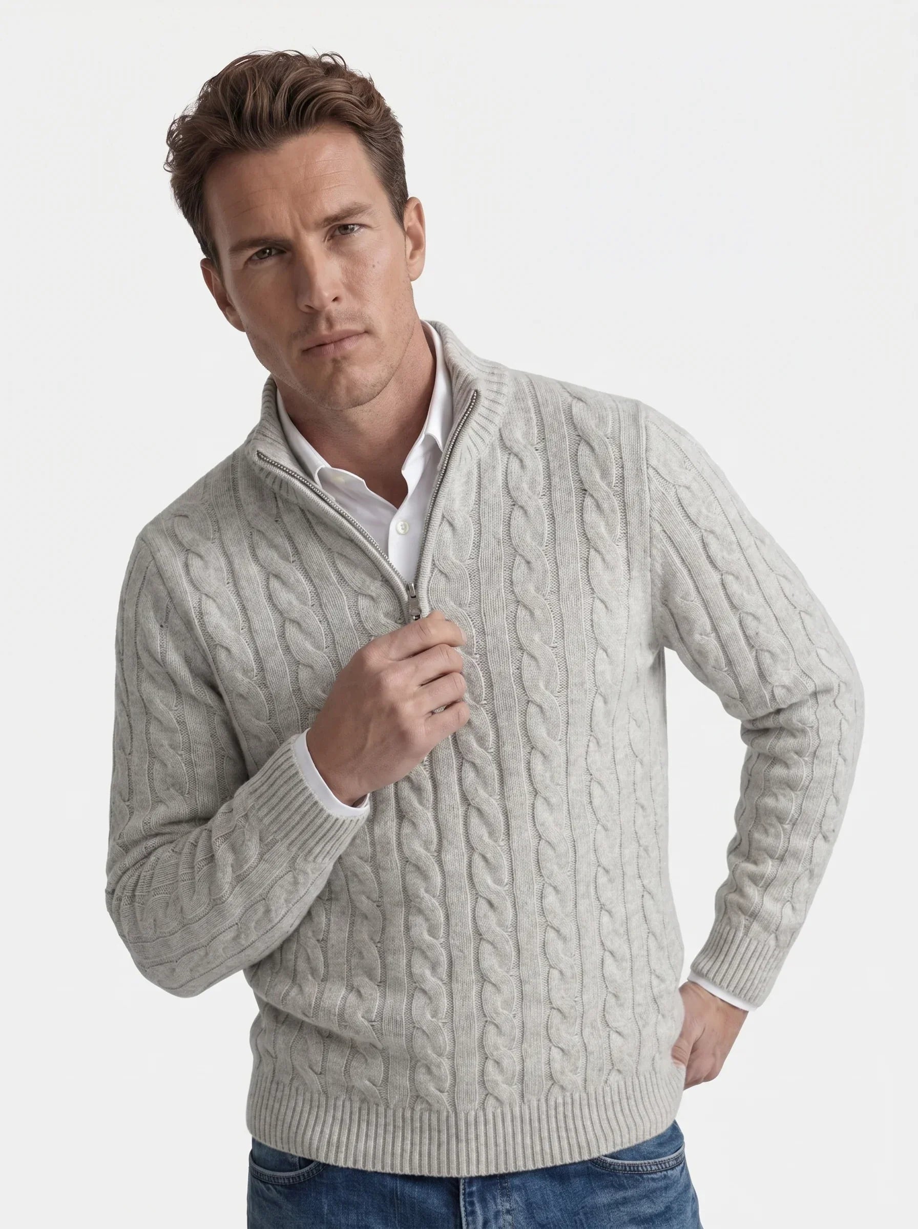 Essential Half Zip Curve Sweater | Savile & Co.