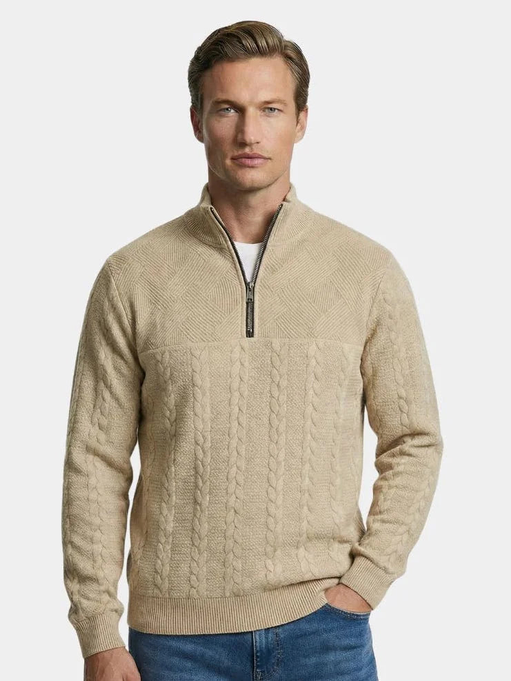 Essential Henley High Collar Quarter Zip Pullover | Savile & Co.