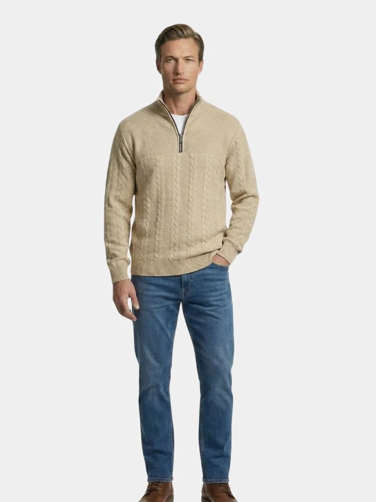 Essential Henley High Collar Quarter Zip Pullover | Savile & Co.