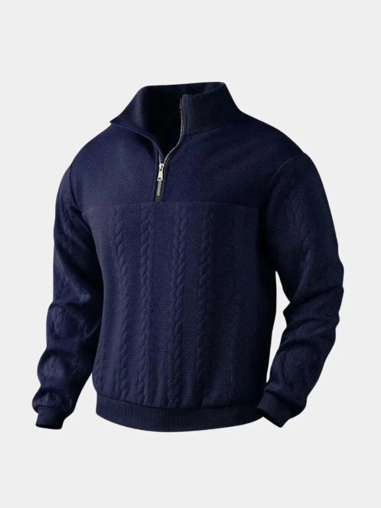 Essential Henley High Collar Quarter Zip Pullover | Savile & Co.