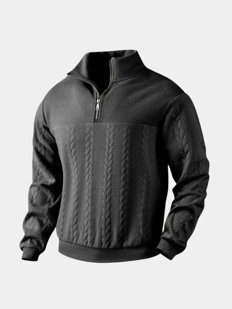 Essential Henley High Collar Quarter Zip Pullover | Savile & Co.