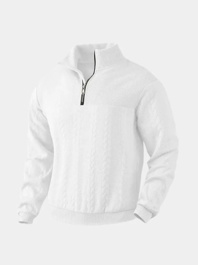 Essential Henley High Collar Quarter Zip Pullover | Savile & Co.