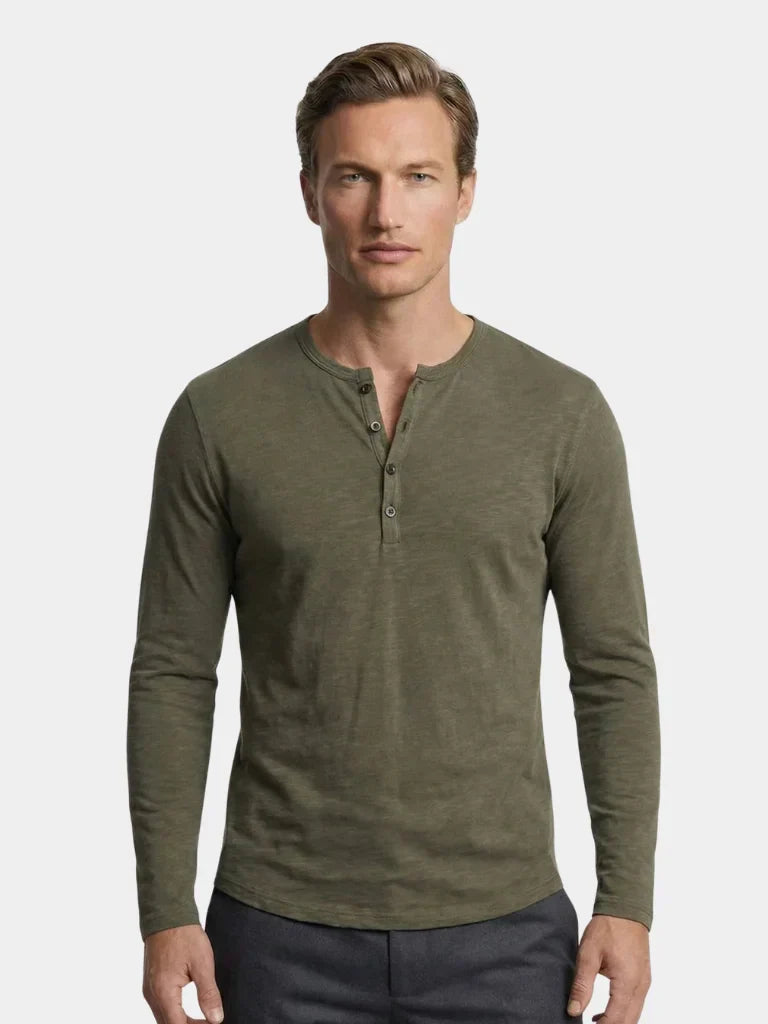 Henley Neck Long Sleeve T-Shirt | Savile & Co.