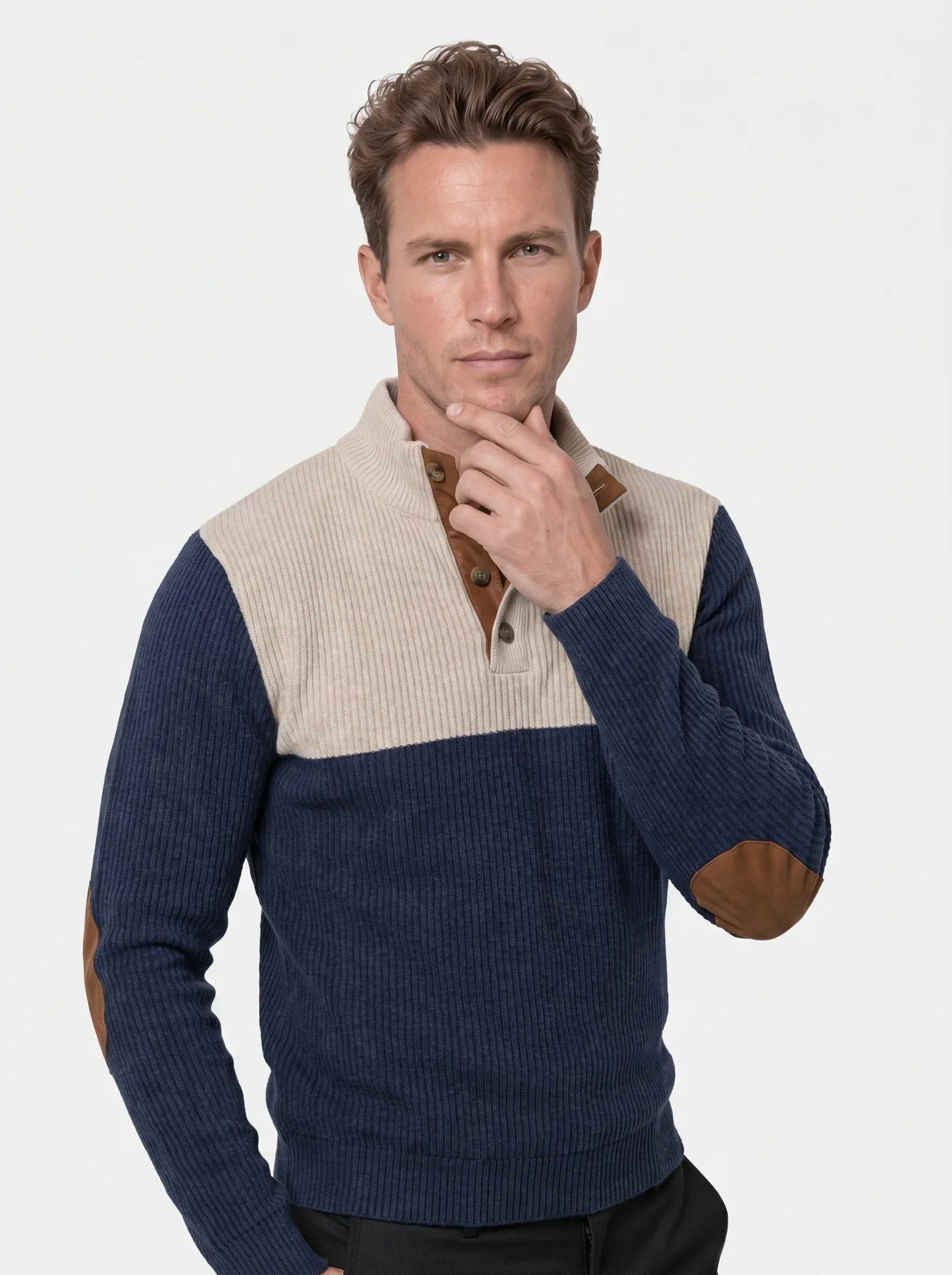High Collar Corduroy Retro Pullover | Savile & Co.