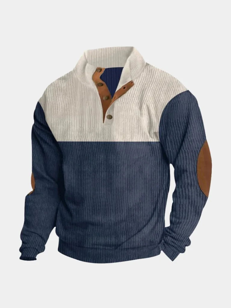High Collar Corduroy Retro Pullover | Savile & Co.