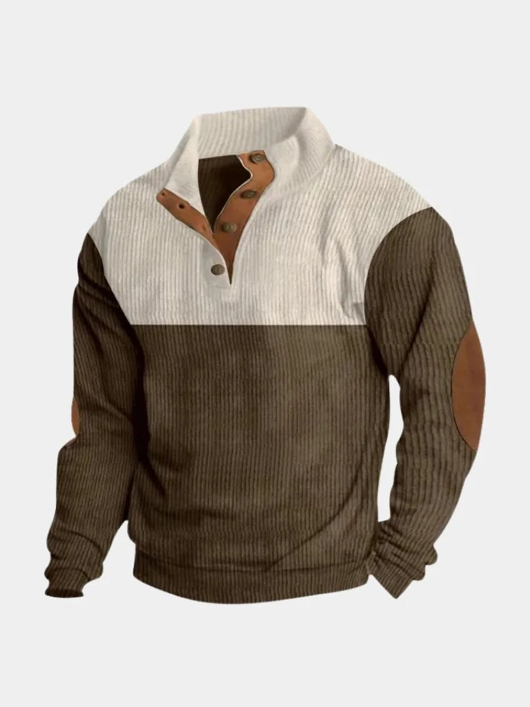 High Collar Corduroy Retro Pullover | Savile & Co.