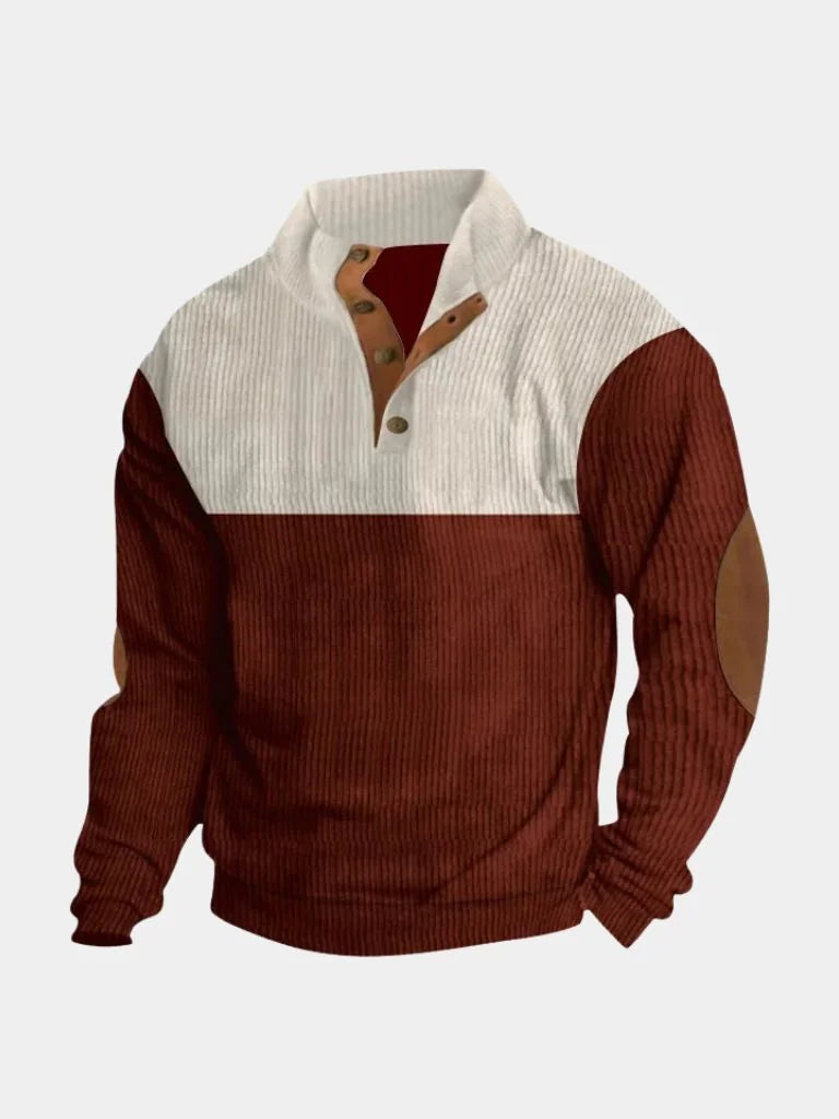 High Collar Corduroy Retro Pullover | Savile & Co.