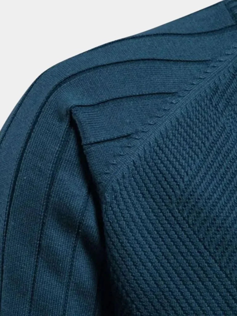 Knit Zipper Jacquard Solid Color Cardigan Sweater | Savile & Co.