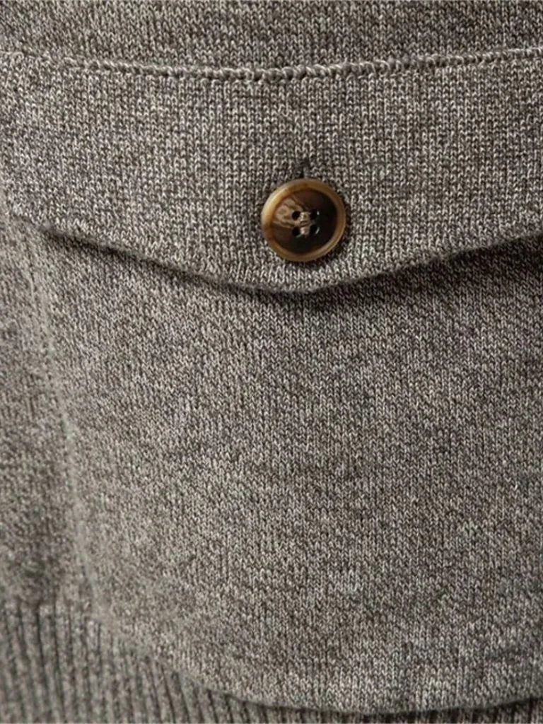 Knitted Stand Collar Cotton Cardigan | Savile & Co.
