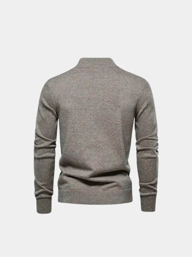 Knitted Stand Collar Cotton Cardigan | Savile & Co.