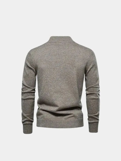 Knitted Stand Collar Cotton Cardigan | Savile & Co.