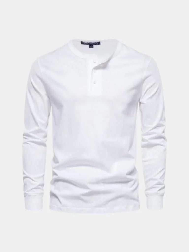 Minimalist Henley Neck Long Sleeve T-Shirt | Savile & Co.