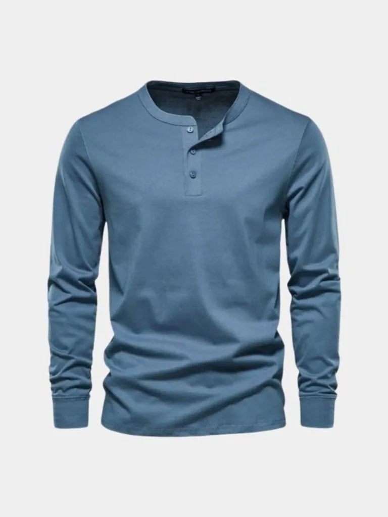 Minimalist Henley Neck Long Sleeve T-Shirt | Savile & Co.