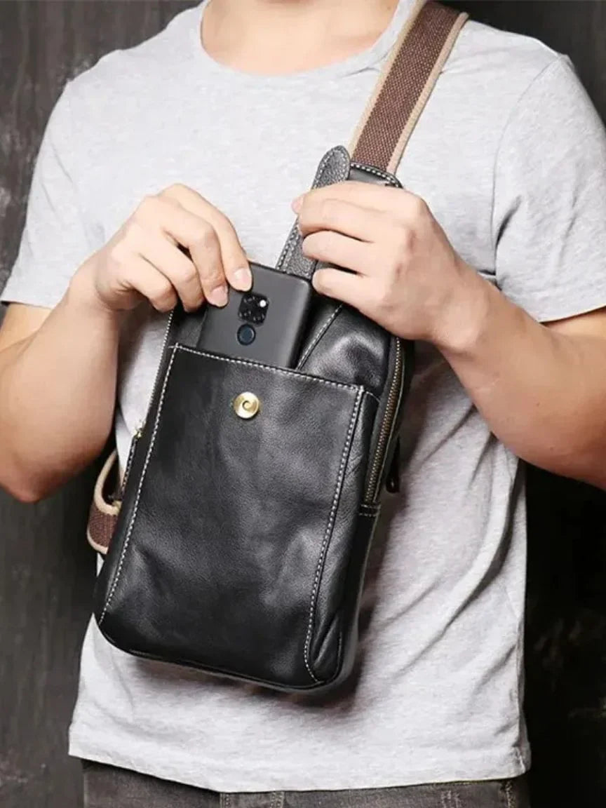 Minimalist Leather Shoulder Bag | Savile & Co.