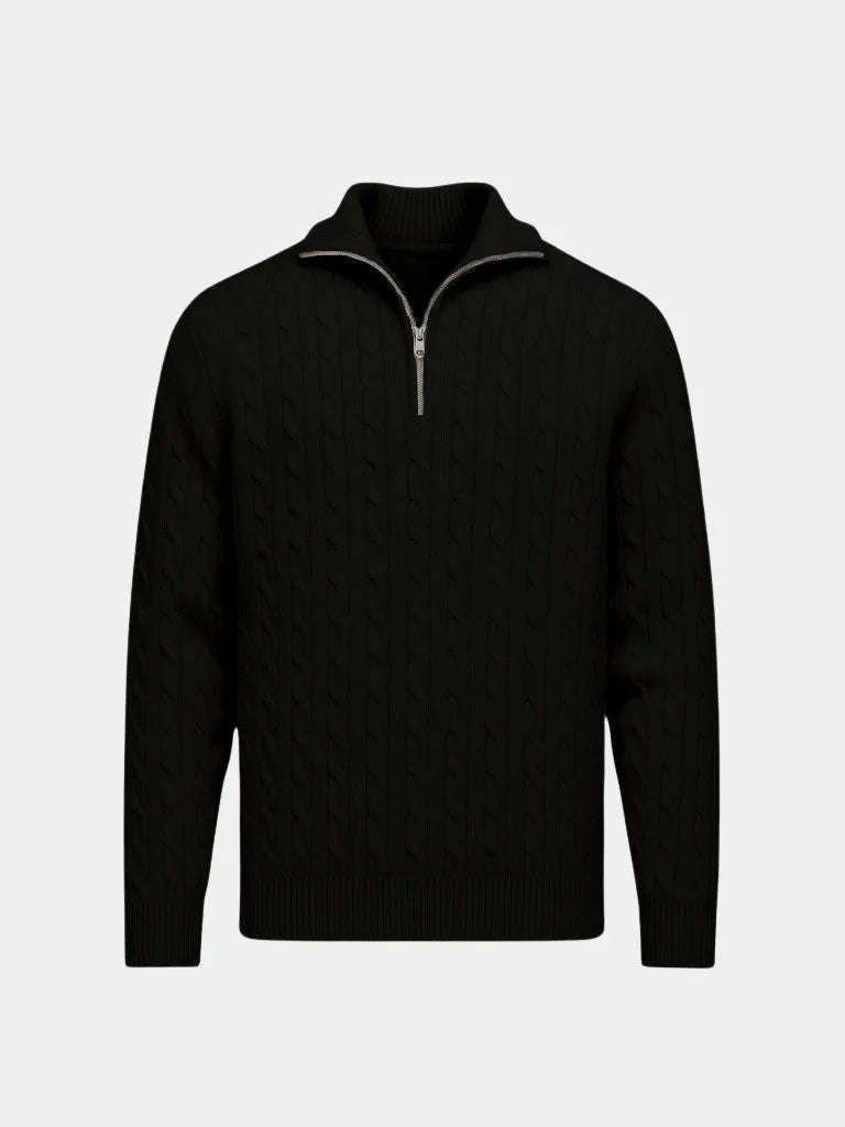Premium Cable-Knit Zip Neck Sweater | Savile & Co.