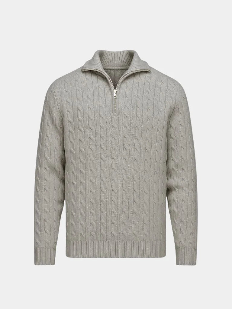 Premium Cable-Knit Zip Neck Sweater | Savile & Co.