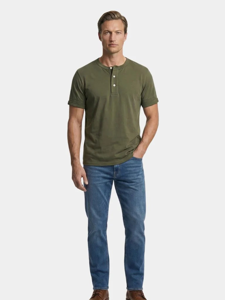 Pure Cotton Henley T-Shirt | Savile & Co.