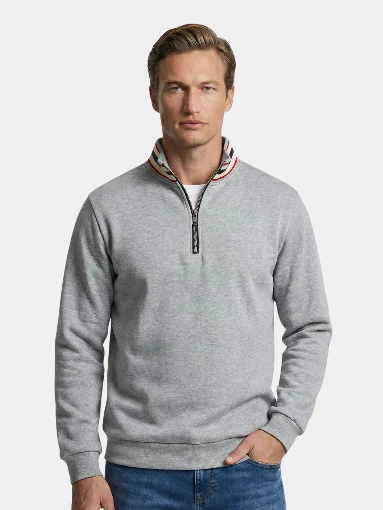Regent Striped High Collar Pullover | Savile & Co.