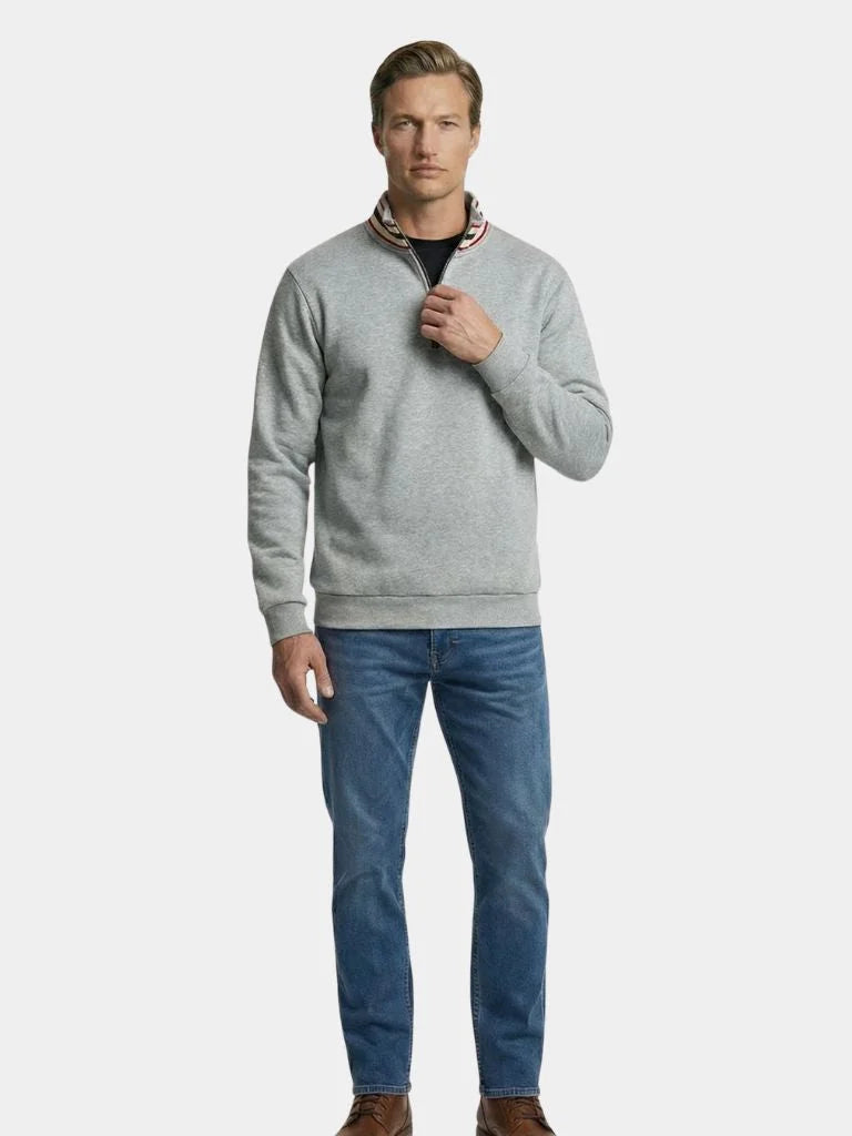 Regent Striped High Collar Pullover | Savile & Co.