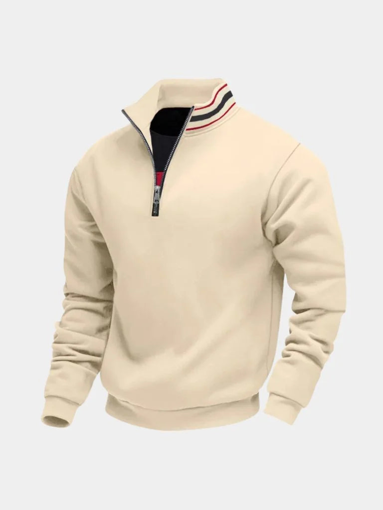 Regent Striped High Collar Pullover | Savile & Co.