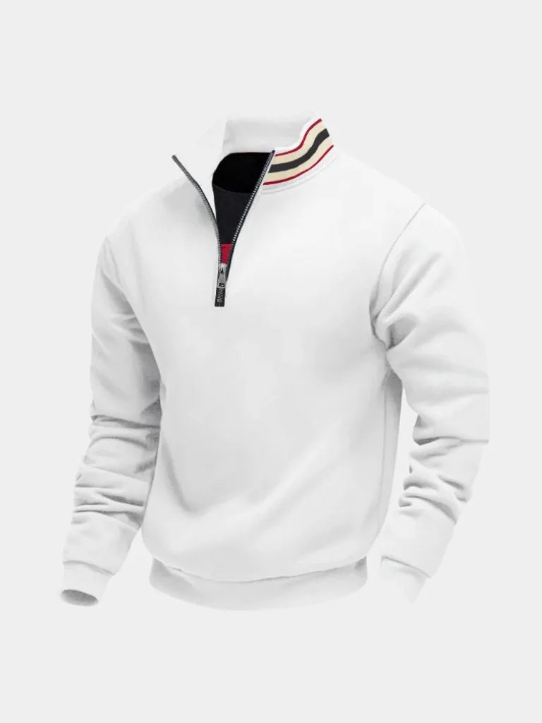 Regent Striped High Collar Pullover | Savile & Co.