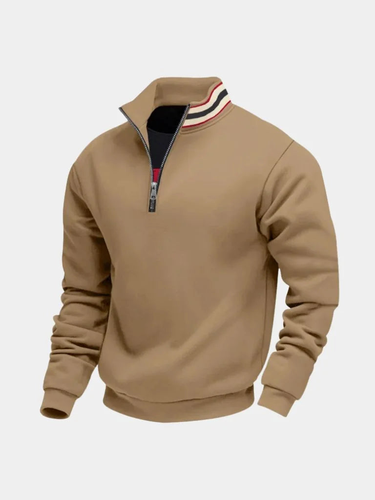 Regent Striped High Collar Pullover | Savile & Co.