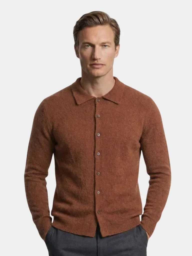 100% Cashmere Polo Cardigan | Savile & Co.