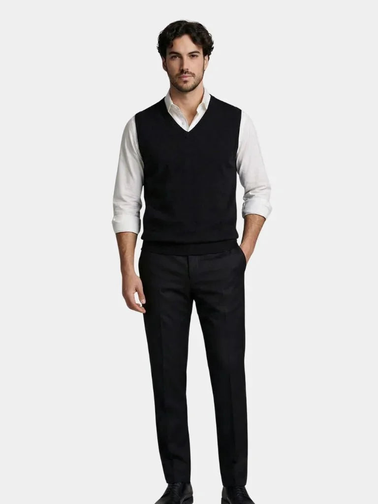 100% Cashmere V Neck Knit Vest | Savile & Co.