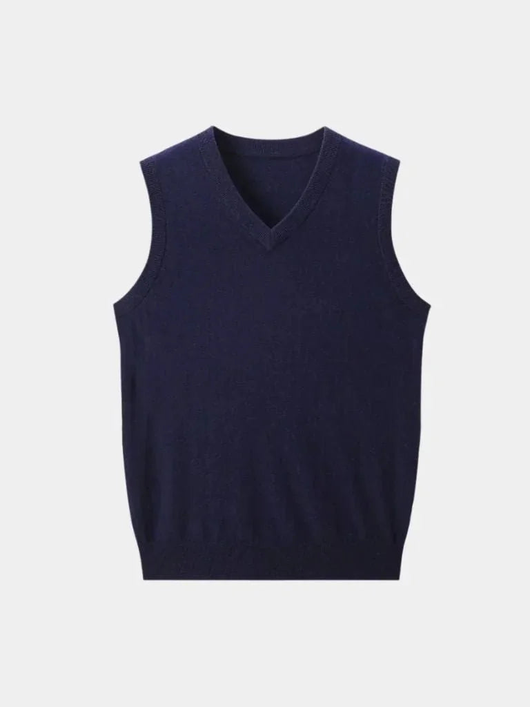 100% Cashmere V Neck Knit Vest | Savile & Co.
