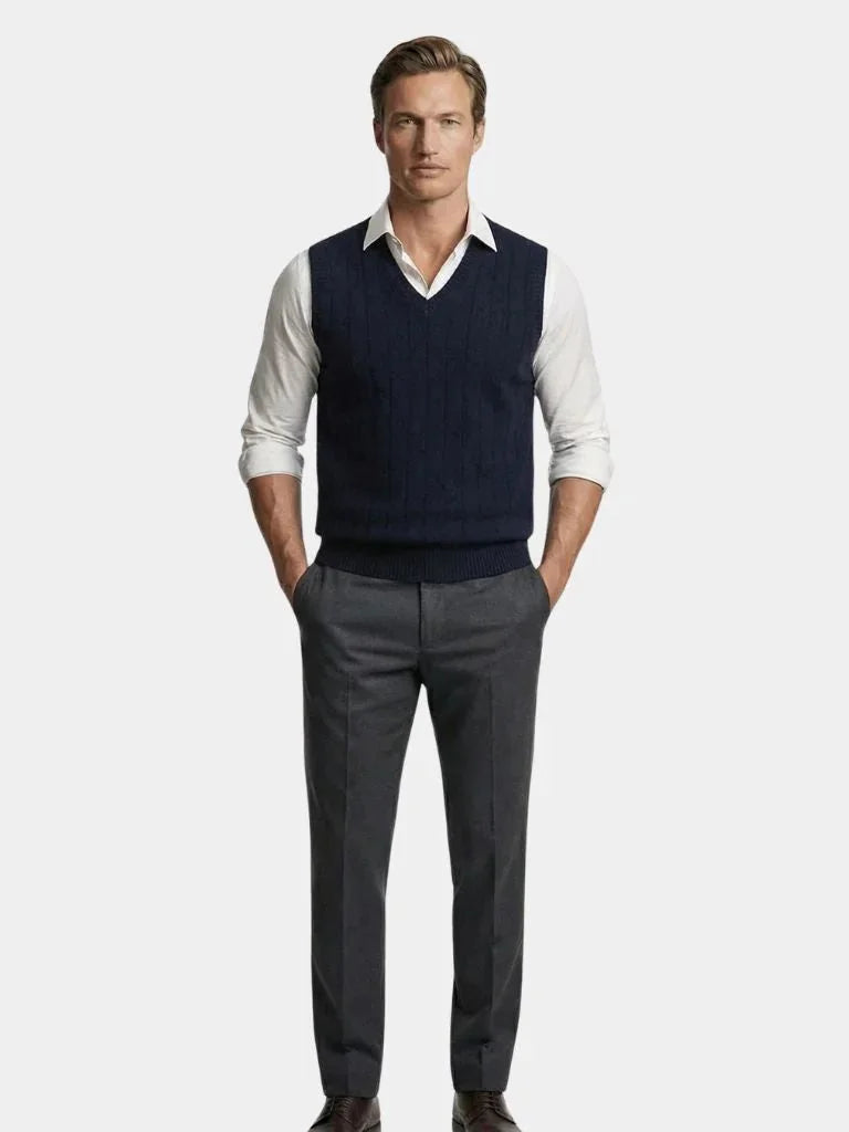 100% Merino Wool Pullover Sweater Vest | Savile & Co.