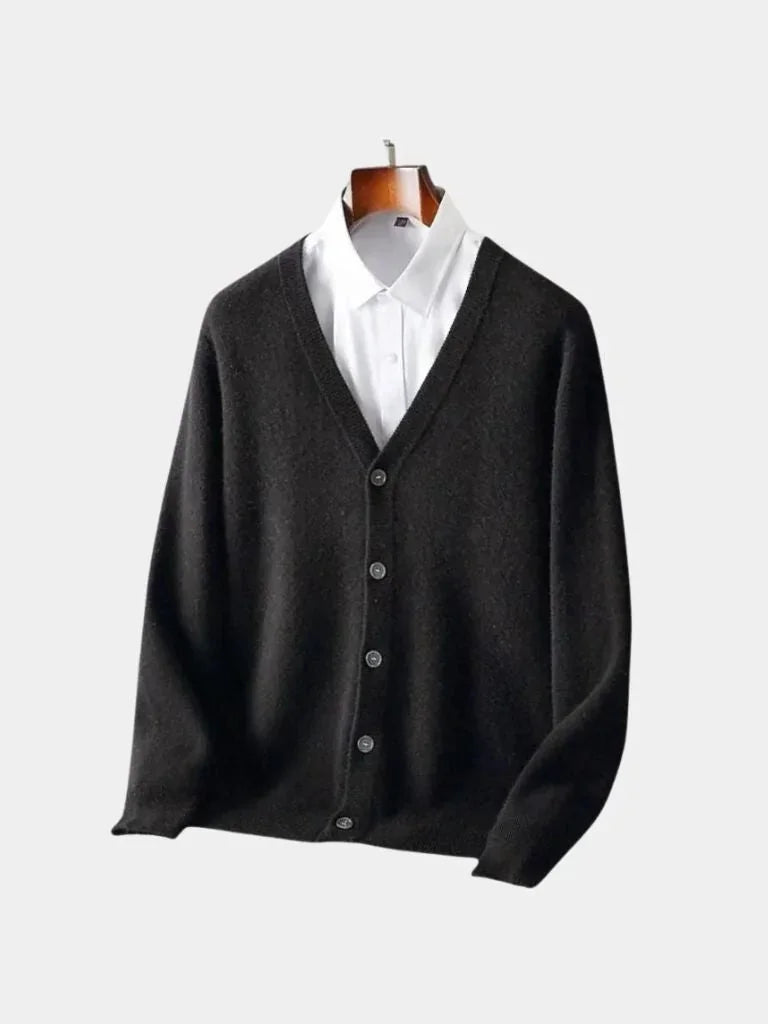 100% Merino Wool V Neck Knitwear Cardigan Sweater | Savile & Co.