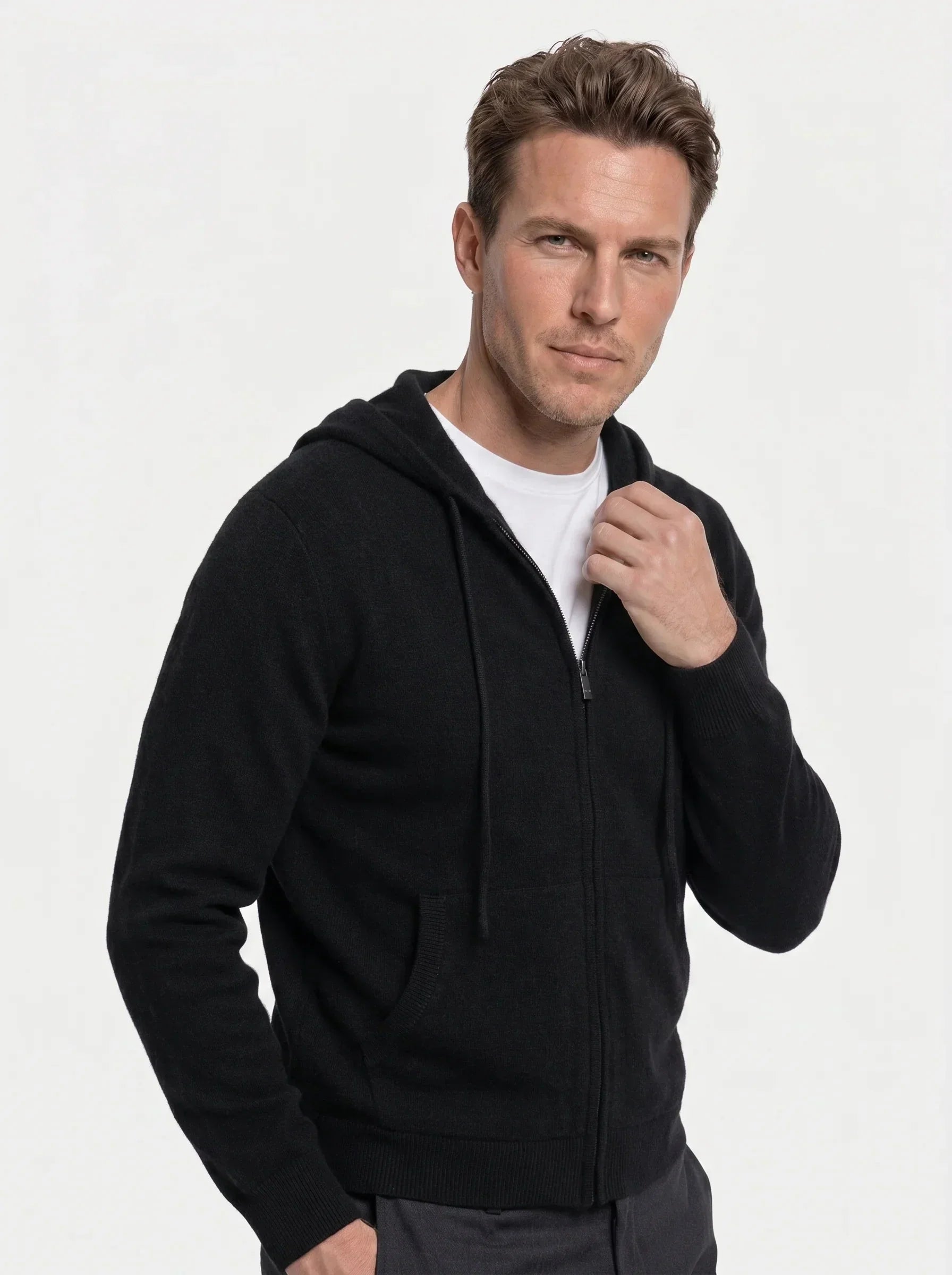 100% Merino Wool Zip Solid Color Sweater | Savile & Co.
