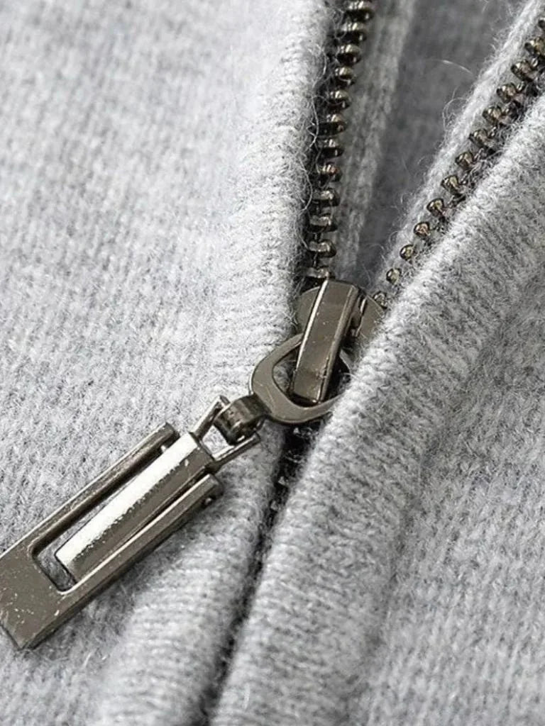 100% Merino Wool Zip Solid Color Sweater | Savile & Co.