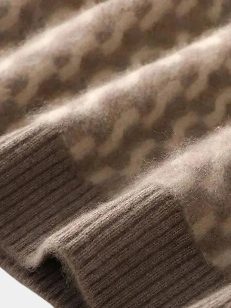 100% Wool Geometric Crew Neck Pullover Sweater | Savile & Co.