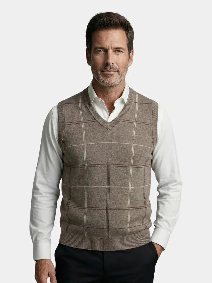 Academic Checkered Knit Vest | Savile & Co.