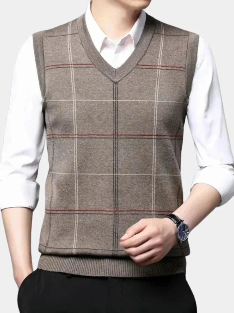 Academic Checkered Knit Vest | Savile & Co.