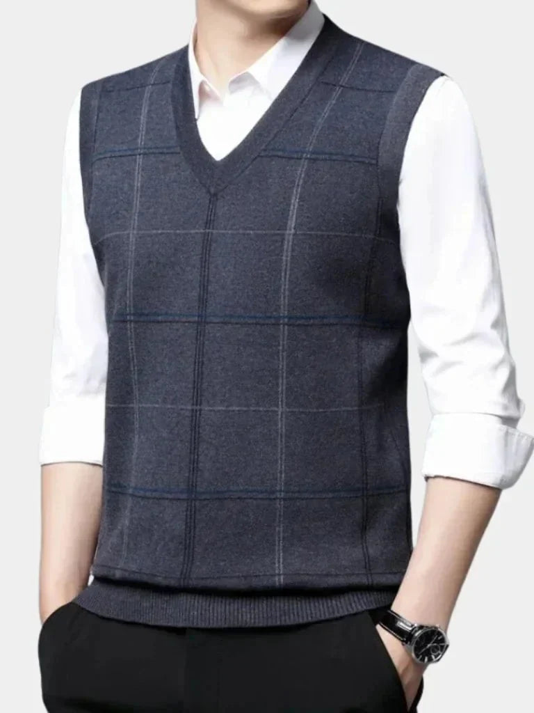 Academic Checkered Knit Vest | Savile & Co.