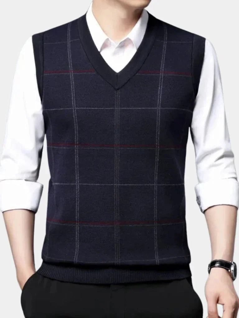 Academic Checkered Knit Vest | Savile & Co.