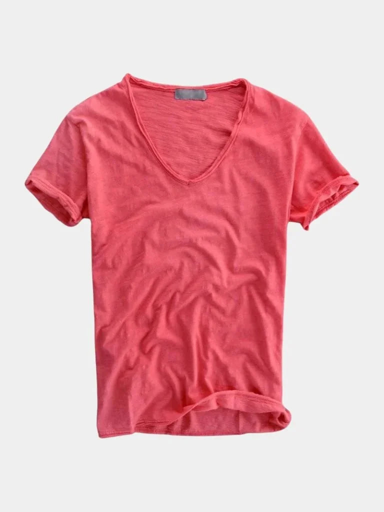 Albo Classic Linen V Neck T-Shirt | Savile & Co.