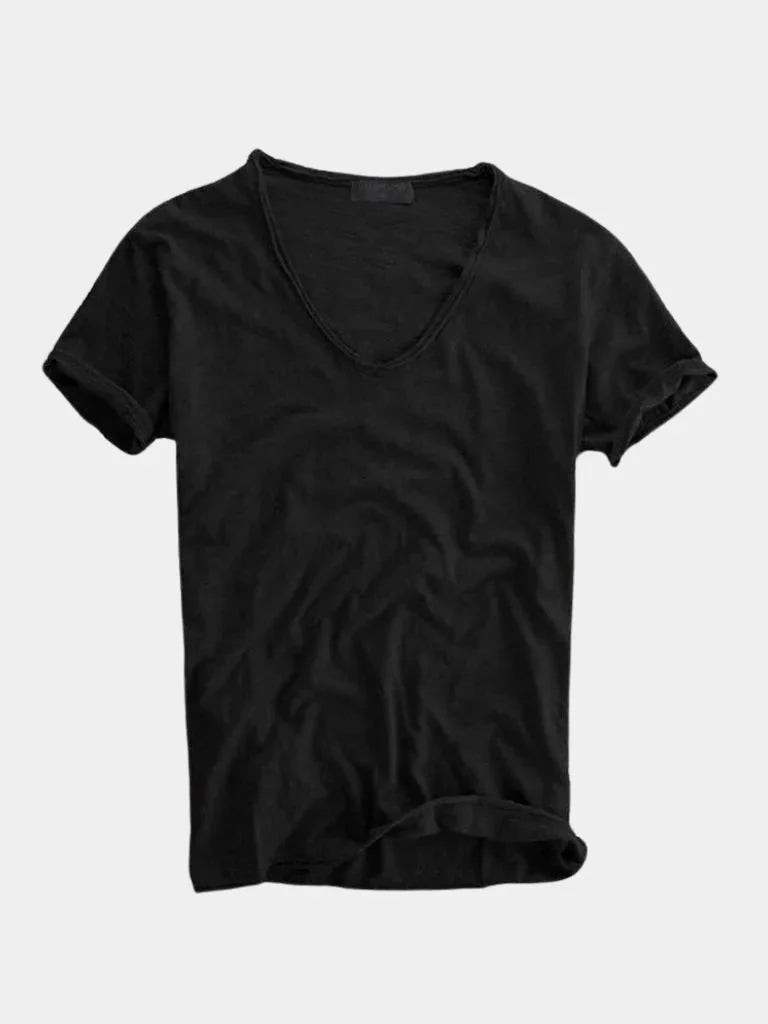 Albo Classic Linen V Neck T-Shirt | Savile & Co.