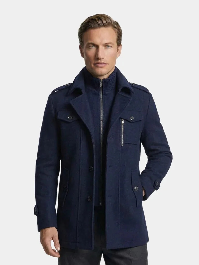 Aristocratic Black Wool Overcoat | Savile & Co.