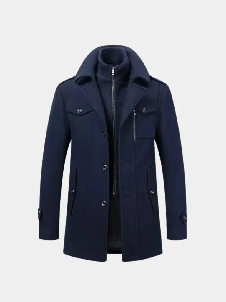 Aristocratic Black Wool Overcoat | Savile & Co.