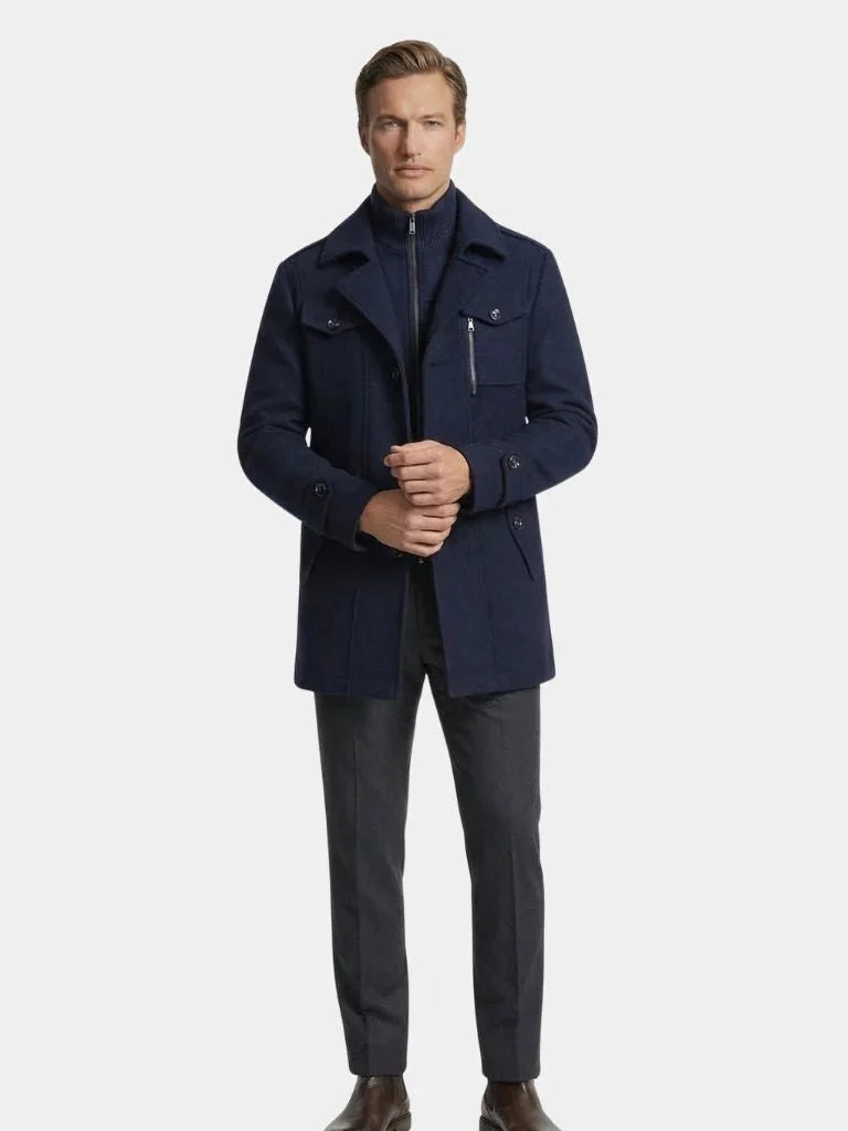 Aristocratic Black Wool Overcoat | Savile & Co.