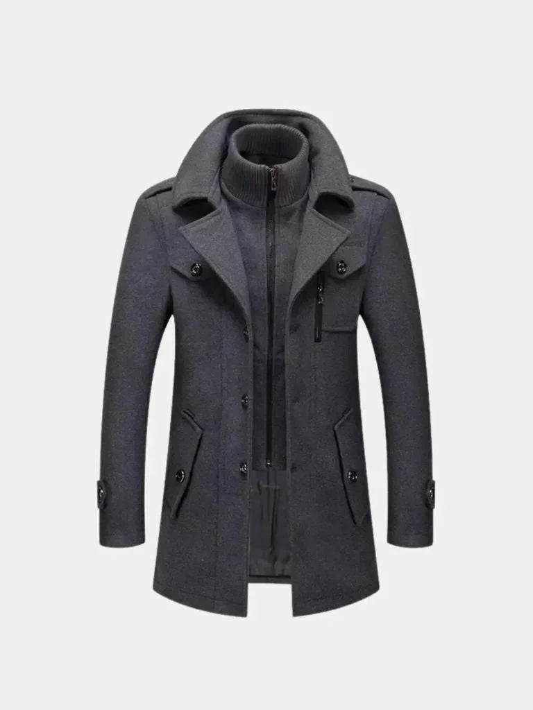 Aristocratic Black Wool Overcoat | Savile & Co.