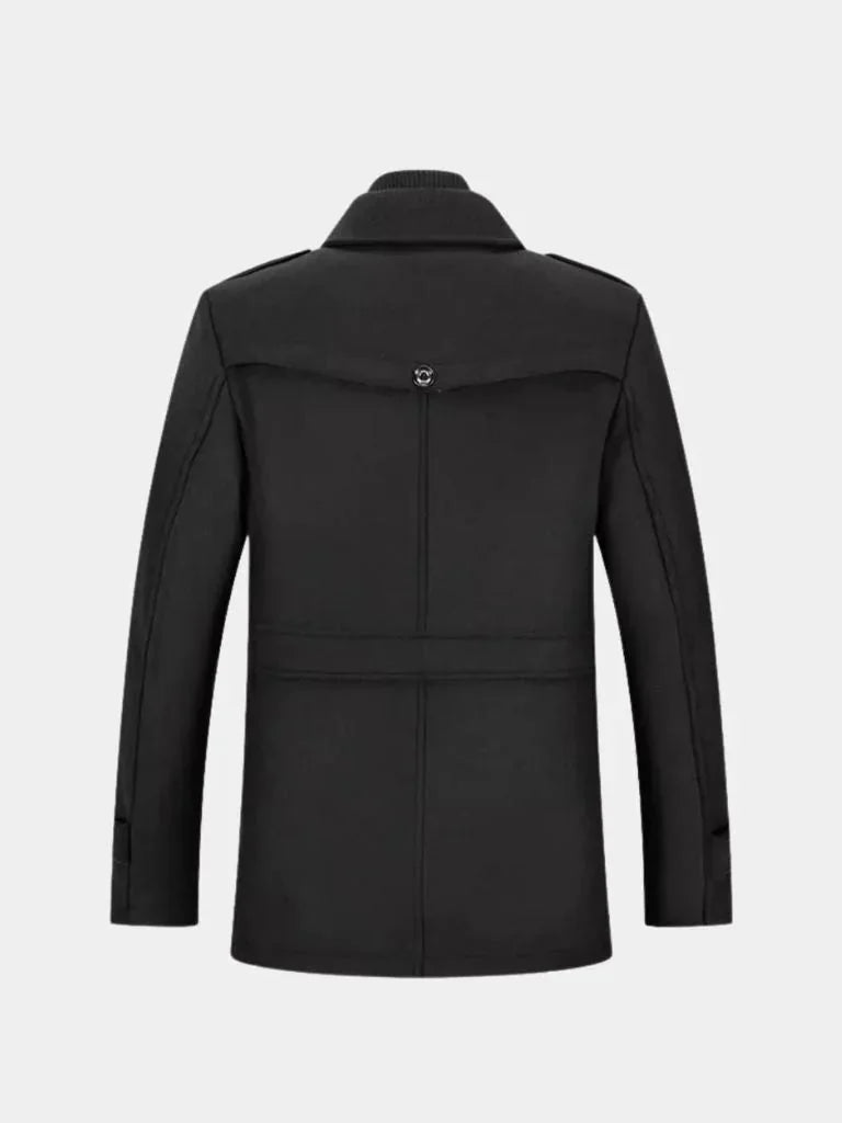 Aristocratic Black Wool Overcoat | Savile & Co.