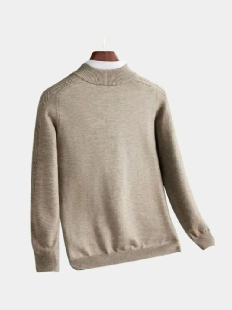 Stripe Quarter Zip Wool Sweater | Savile & Co.